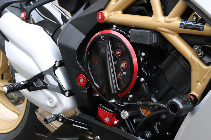 Carter frizione trasparente MV Agusta con comando a filo - Edizione Bicolore