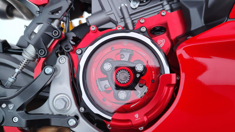 Slider protezione cover frizione – Ducati V2 MY2025 (per cover trasparente CNC Racing CA511)