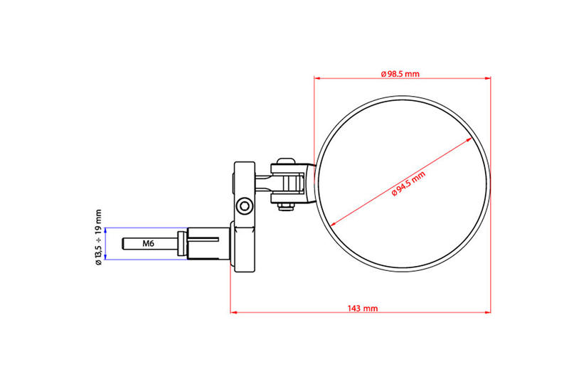 Specchio bar-end Rocket - sinistro Ø 94.5mm