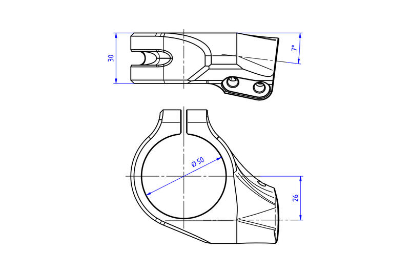 Coppia bracciali semimanubri &Oslash; 50 mm - offset 26 mm - angolo inclinazione 7&deg; Ducati Panigale V2 MY2025