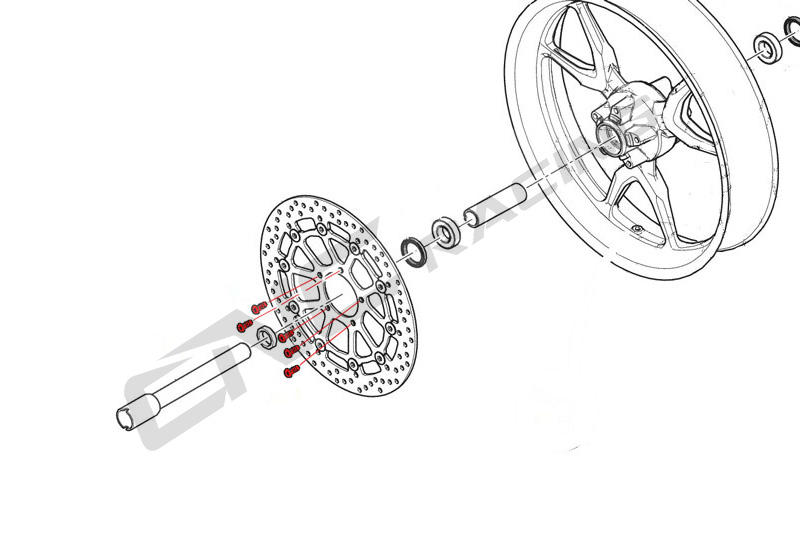 Kit viti disco freno anteriore M8x20 (5 pz) - Titanio.