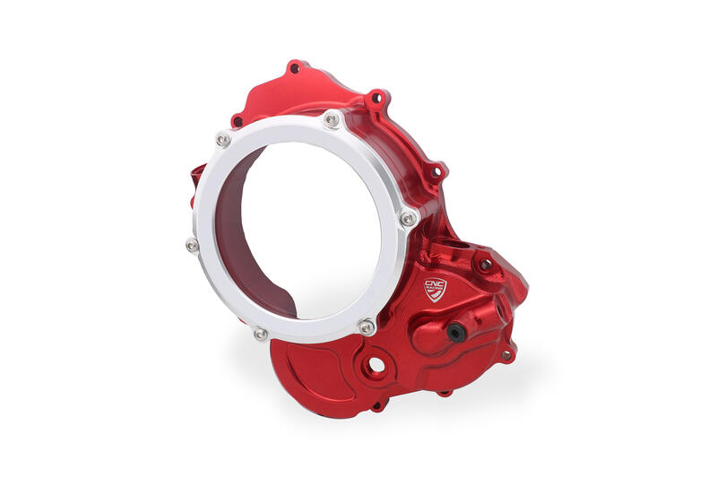 Clear cover oil bath clutch Ducati BICOLOR Rosso/Argento