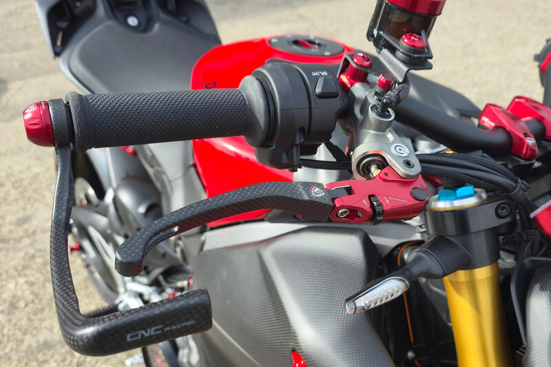 Leva freno RACE EVO Pieghevole Carbonio Opaco per pompe freno Brembo semi-radiali Red