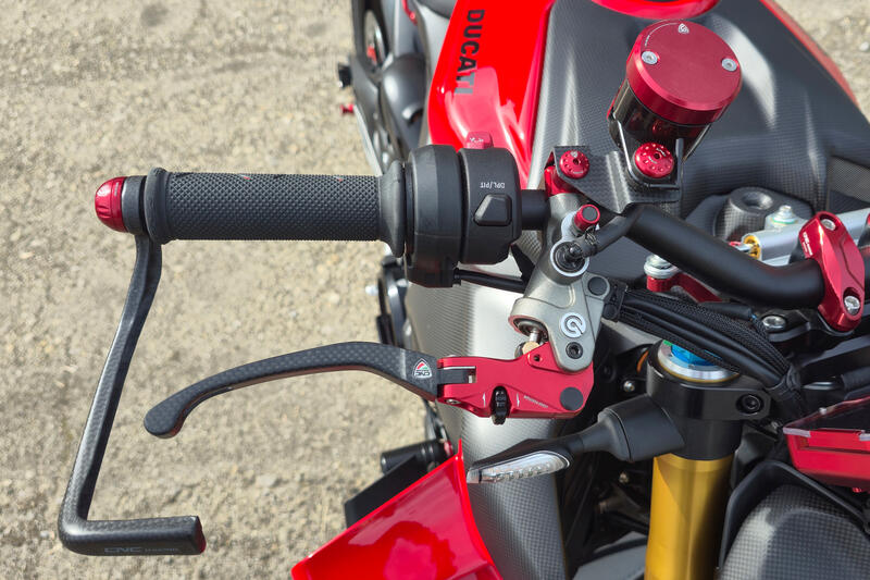 Leva freno RACE EVO Pieghevole Carbonio Opaco per pompe freno Brembo semi-radiali Red